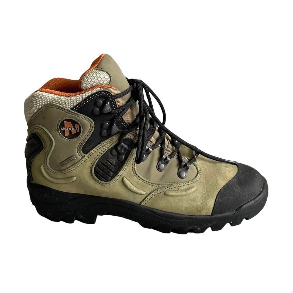 MERRELL Womenโs Vintage Hiking Ankle Boot Green Black 9